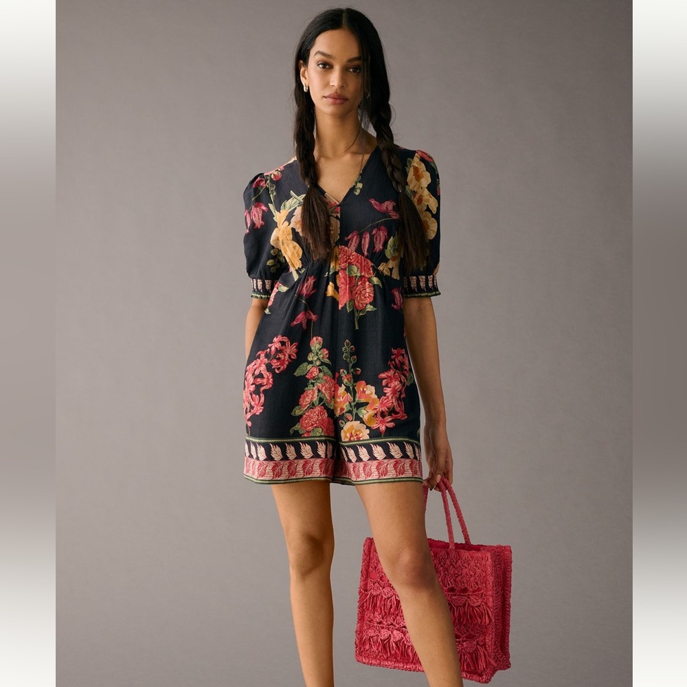 Floral Black Romper